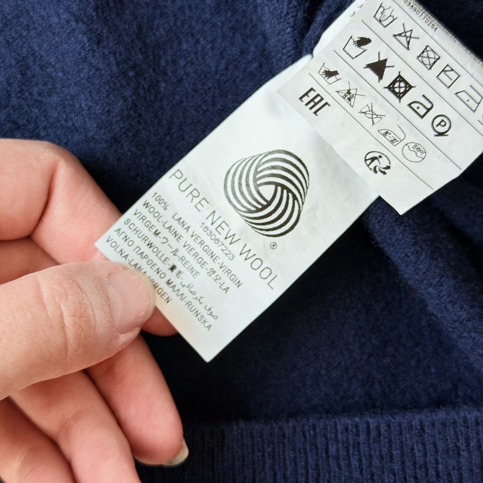 United Colors Of Benetton 100% New Wool Cardigan Sweater Navy Blue Women's Small — image 3 of 8